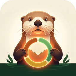 Finn, der Otter von Newgier, mit einem leuchtenden Ring in den Pfoten